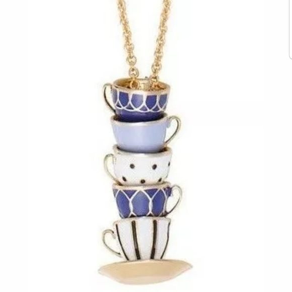 kate spade Jewelry - Kate Spade Tea Time Gold Enamel Necklace Pendant